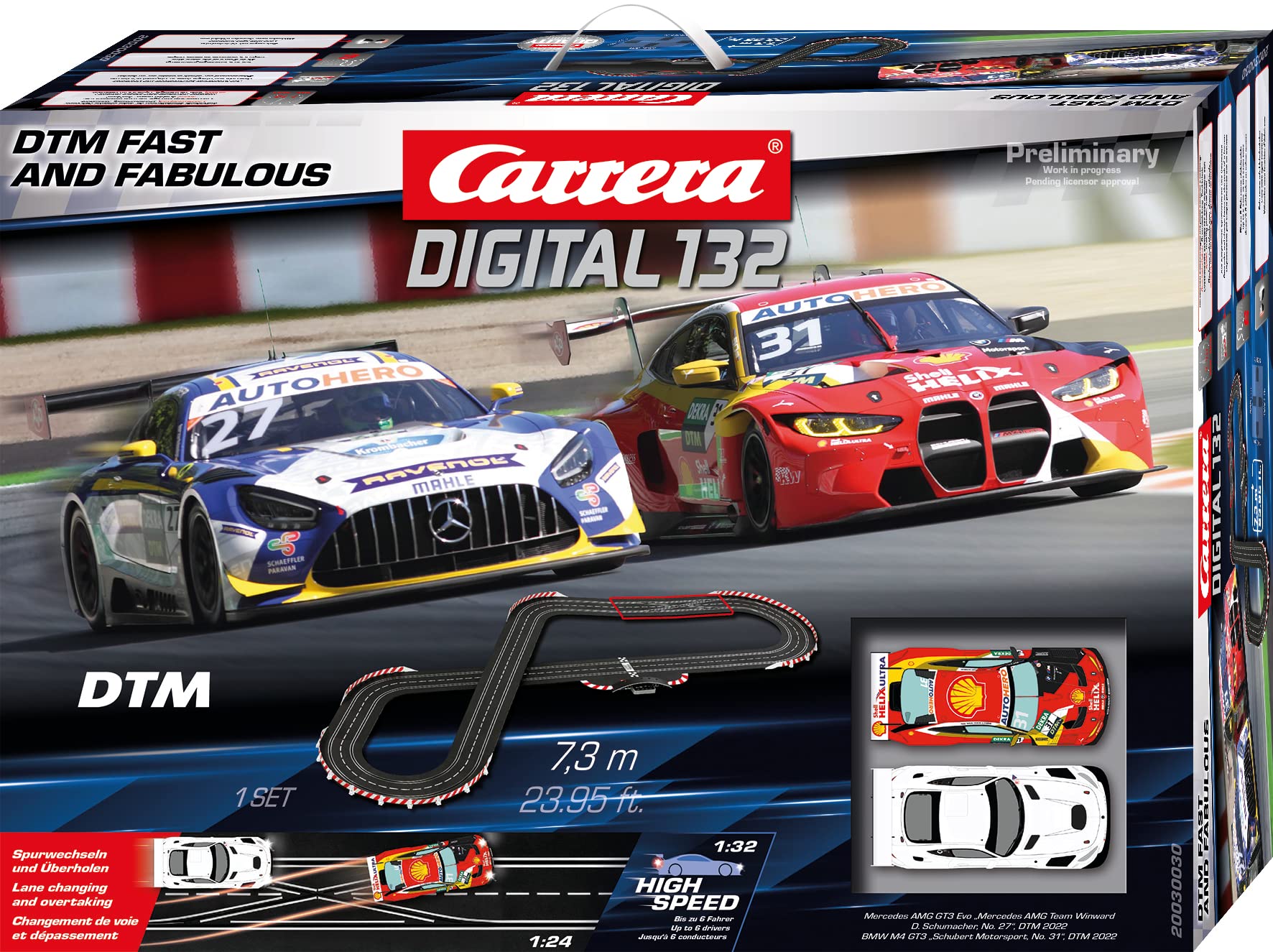 Carrera20030030 - Digital 132 I Racing I Set I Includes Mercedes AMG GT3 EVO & BMW M4 GT3 I Authentic DI Racing Pleasure I Easy Setup & Storage I Scale 1:32