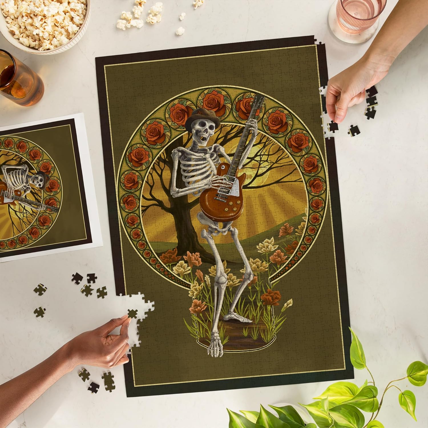 Skeleton and Guitar (1000 Piece Puzzle, Challenging Jigsaw Puzzle for Adults, Made in USA)