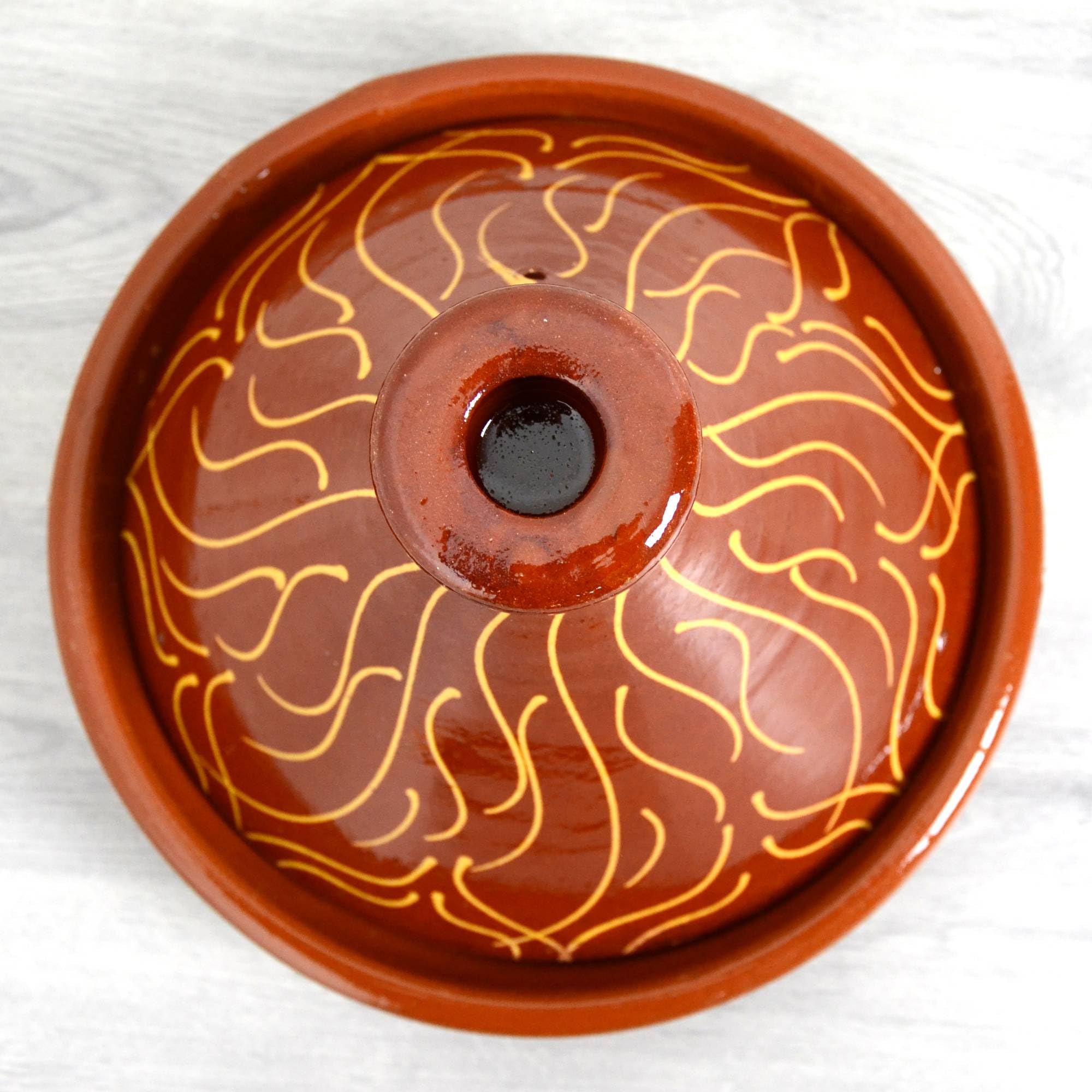 Marokkanische Tajine, Kochtopf, Gartopf, Schmortopf aus Marokko Glasiert, für 4-5 Personen, Original Tontopf handgetöpfert aus Marrakesch