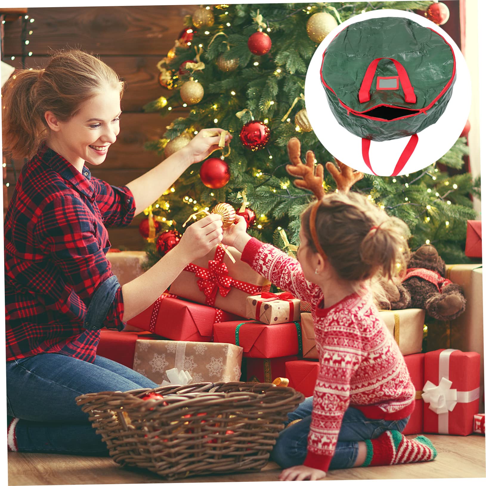Unomor 3pcs Christmas Wreath Storage Bag Premium Round Plastic Storage Container for Holiday Decor for Wreaths and Ornaments and Easy to Use