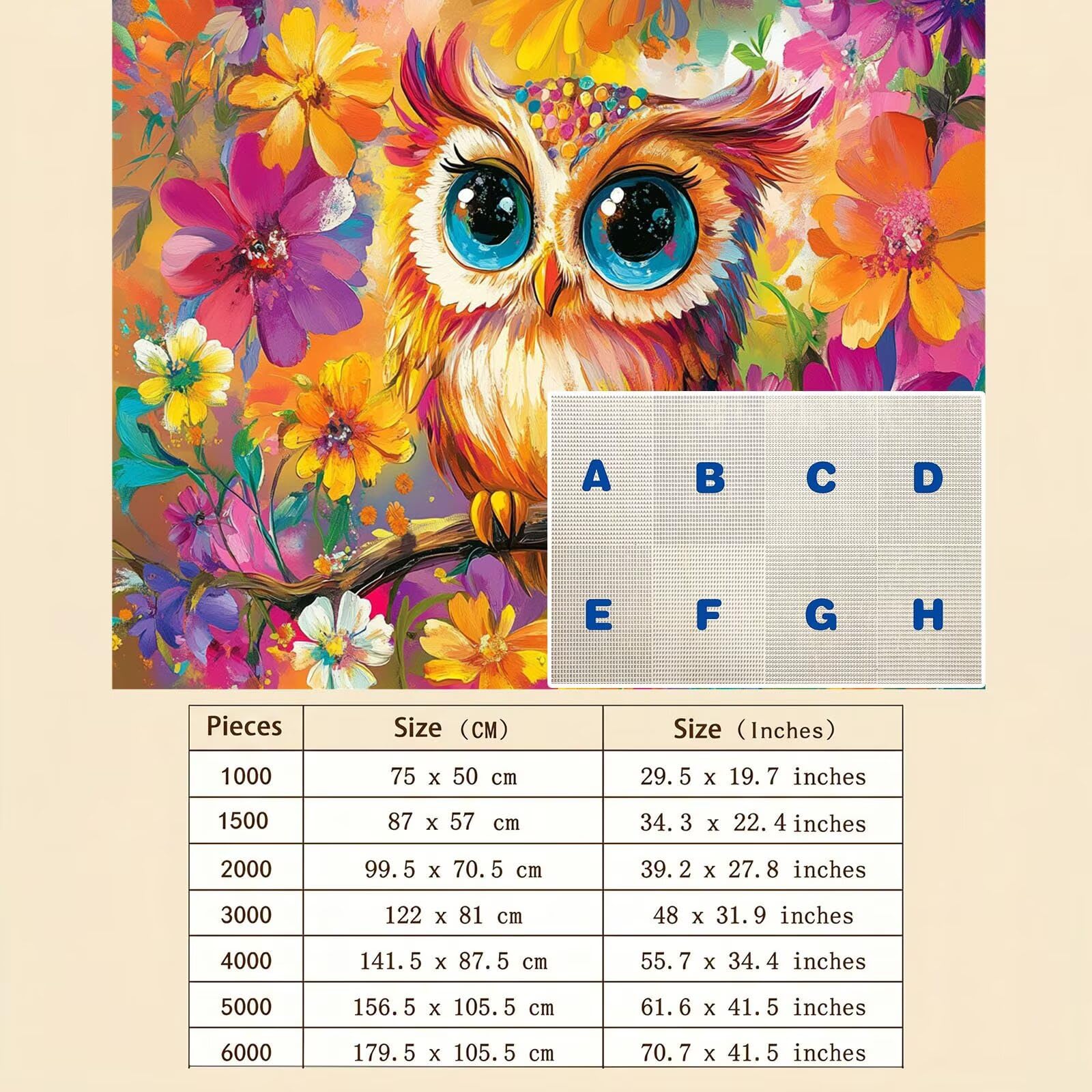 gufo Carino Puzzle 4000 Pezzi per Adulti, Puzzle in Legno - Collezione Classica con Poster Incluso - Sfida di Concentrazione e Passatempo Antistress, Gioco Educativo per Famiglia, 141 x 87 cm f0-723