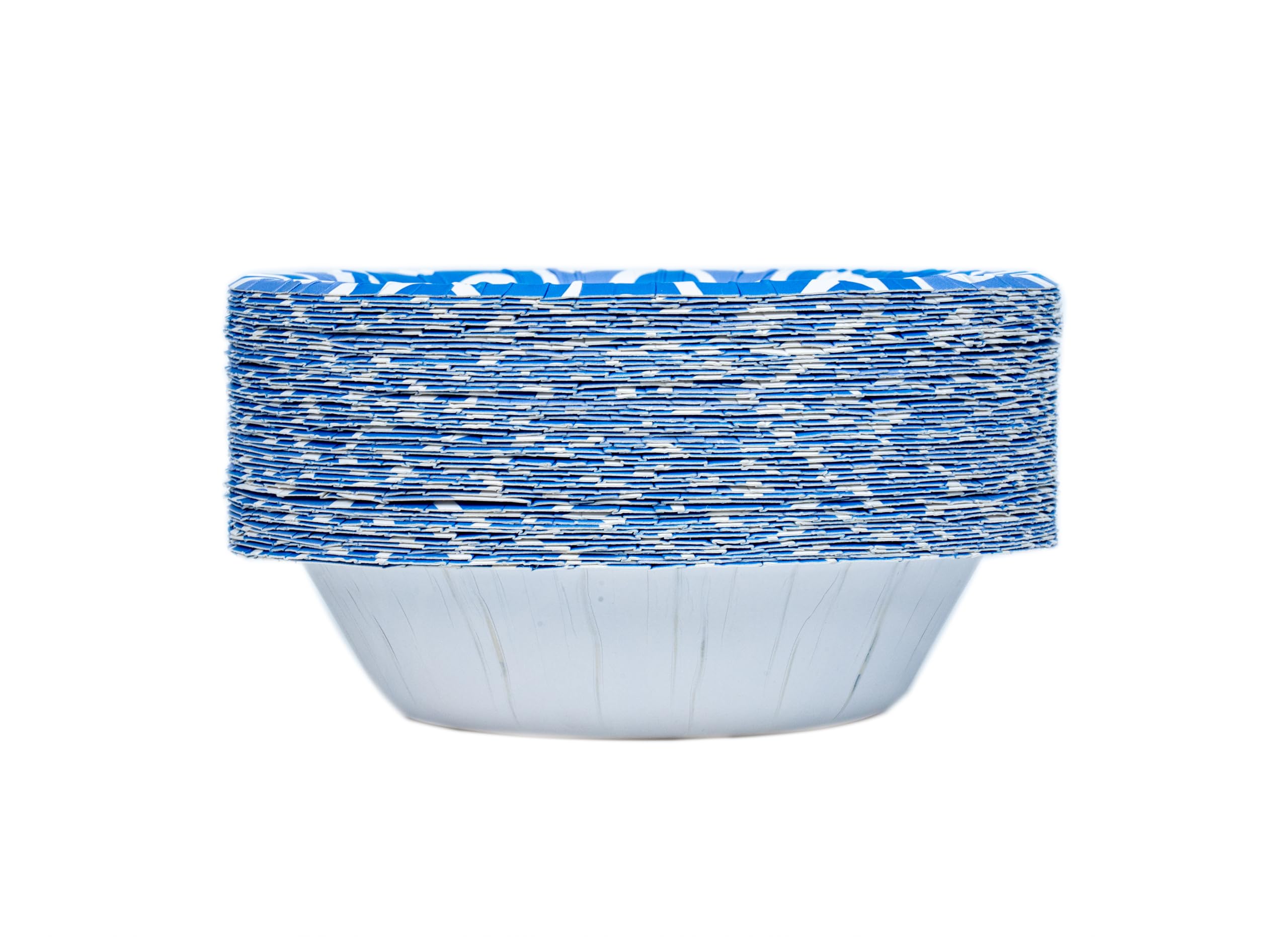 Glad Cuencos de papel desechables para uso diario con diseño de onda azul, resistentes a los cortes, cuenco apto para microondas para todos los alimentos y uso diario, 16 onzas, 50 unidades, paquete