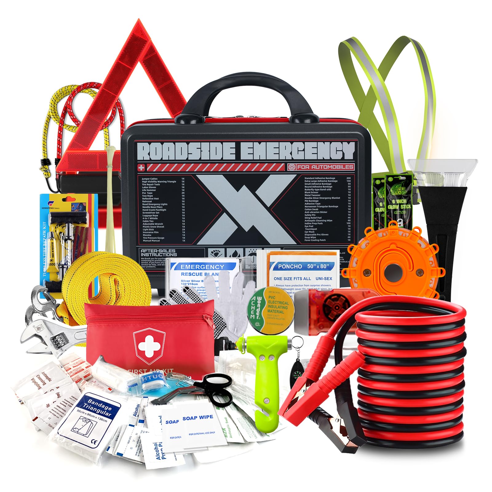 Kitgo 137-Piece Roadside Emergency Car Kit Black