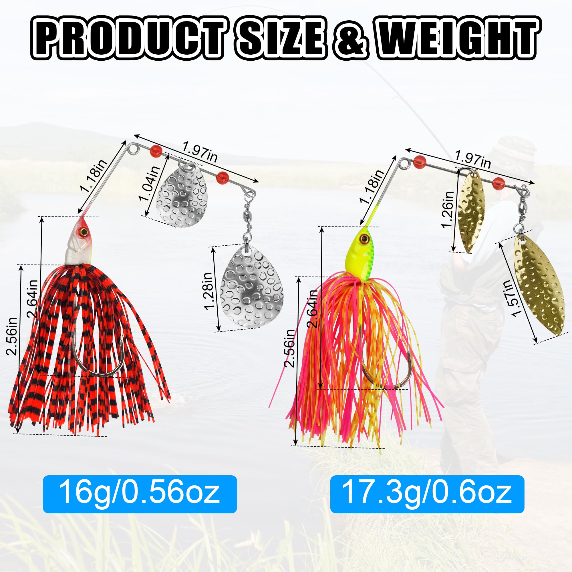 Spinnerbait - Kit di esche da pesca, esche spinner, multicolore in metallo, esche da nuoto per acqua salata d'acqua dolce spigola, trota e salmone