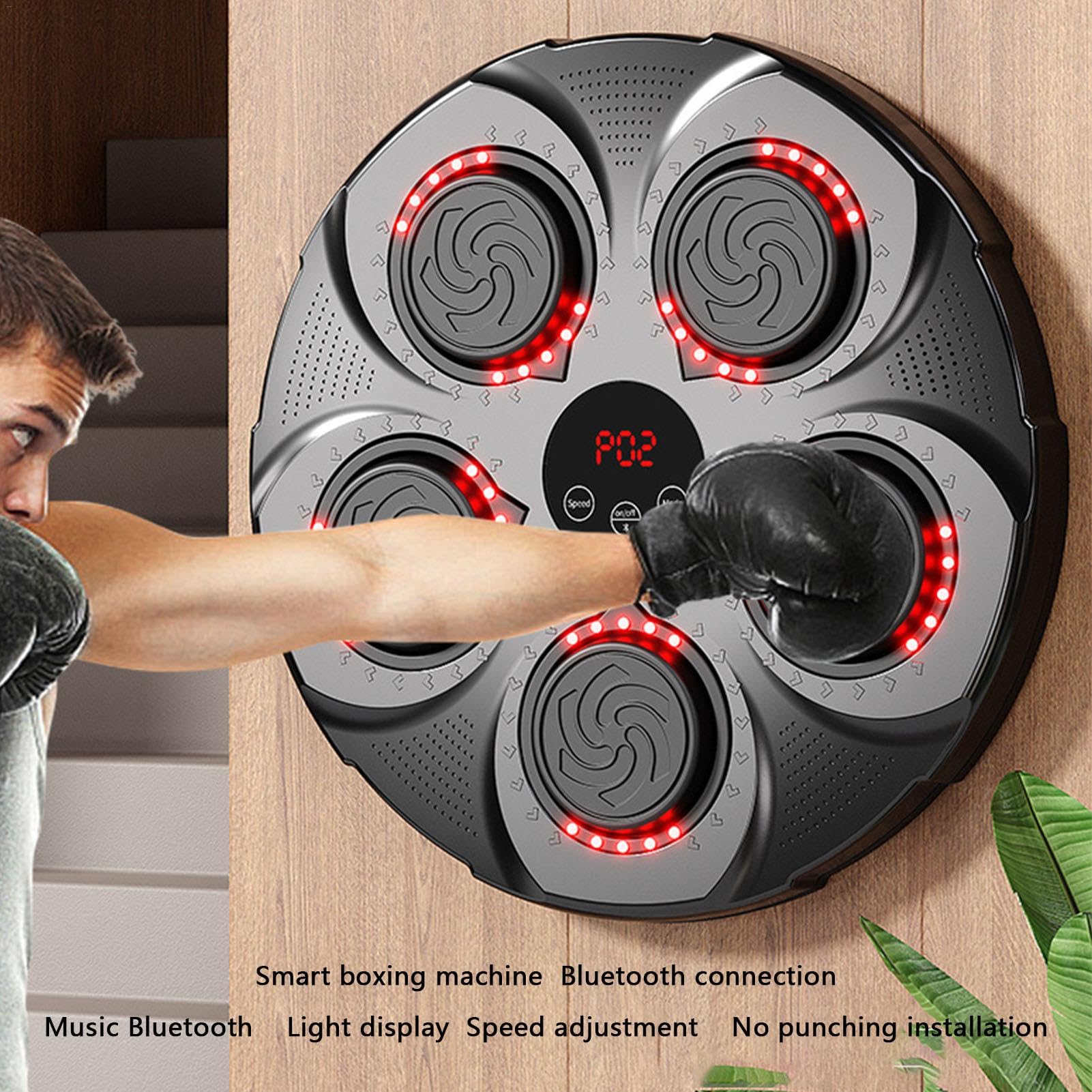 Máquina de boxeo musical | Boxeador de música inalámbrico electrónico, objetivo de boxeo, equipo de perforación con modos de luz, máquina de entrenamiento con velocidad ajustable para principiantes | Máquina de entrenamiento Equipo de perforación de veloc