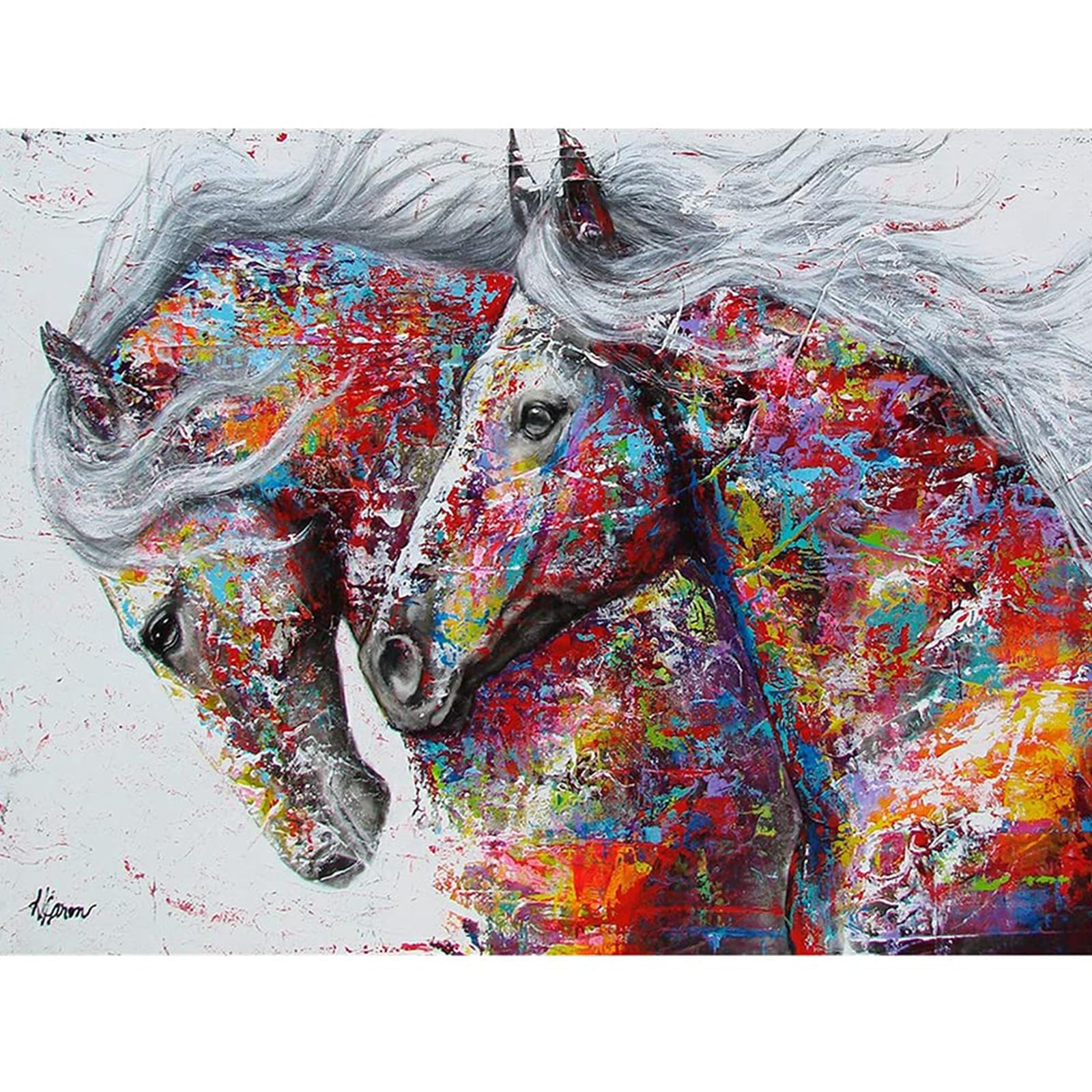 JISHSHAY ダイヤモンドアート 四角いビーズ 全面 50x40cm ダイヤモンドアート 馬 ダイヤモンドペインティング 動物 全面貼り付けタイプ 5d ダイヤモンドアート スクエア アート スクエアビーズ ハンドメイド 人気 芸術品 装飾 絵画 DIY 手芸 キット 塗装馬