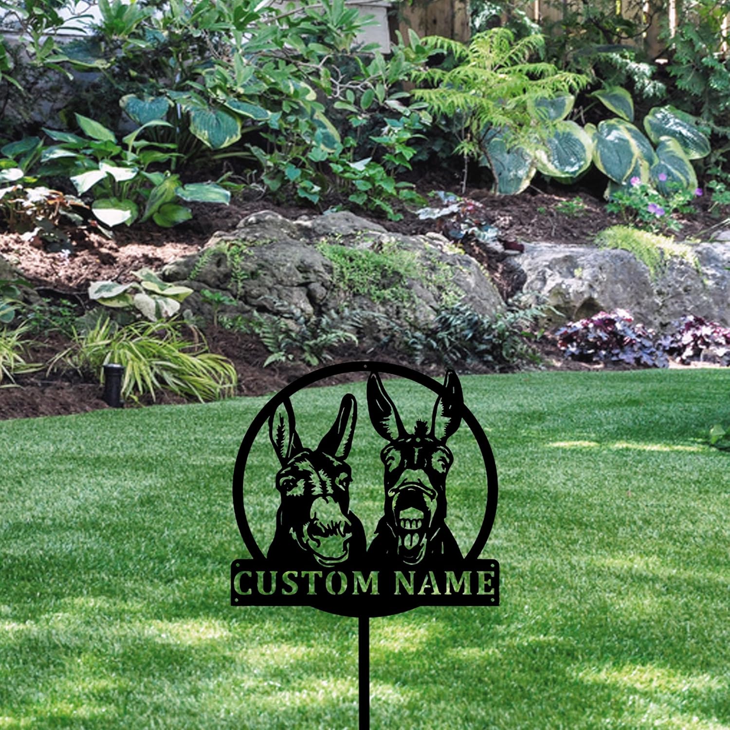 Personalized Funny Two Donkey Sign House Decor Yard Art Outdoor Decor Custom Metal Garden Sign with Stakes, Custom Garden Name Sign, Yard Decor, Gardener Decor