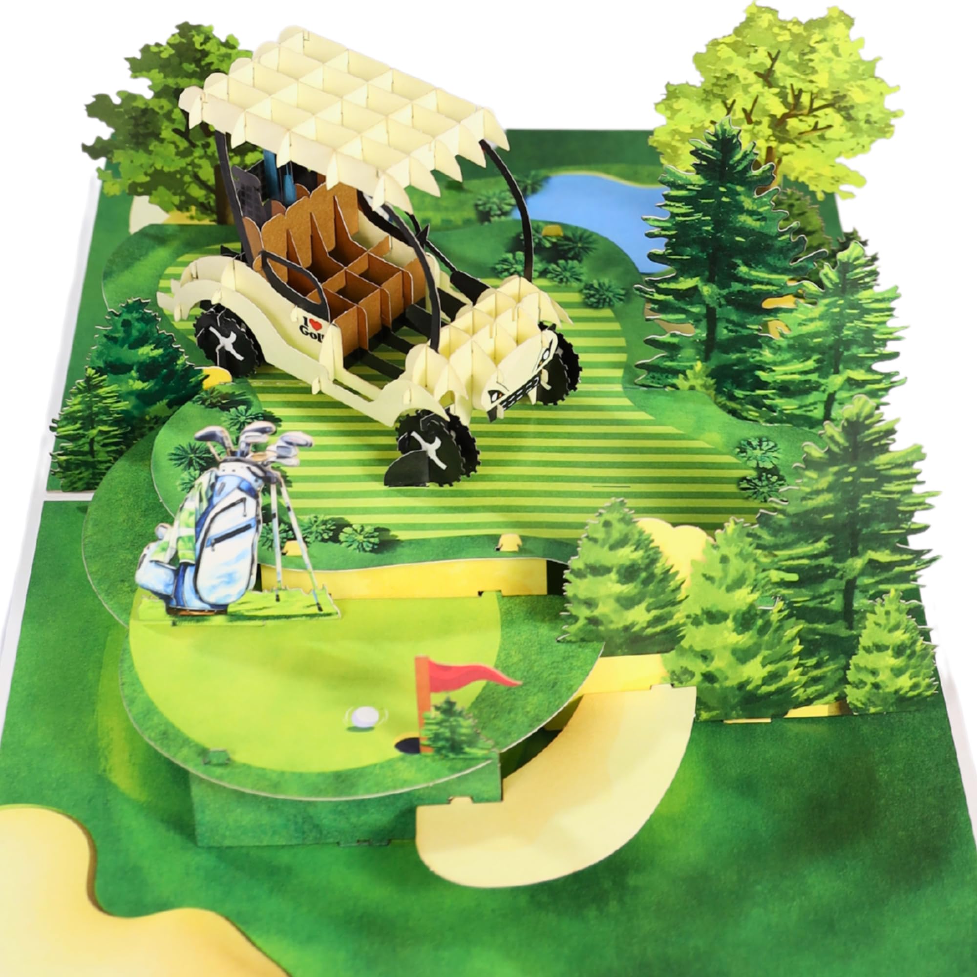 Golf Pop Up Birthday Card, 3D Golf Fathers Day Cards for Dad, Husband, Grandpa, Pap, Him, Men, Golfers; All-Occasion, Congratulations, Thank You,