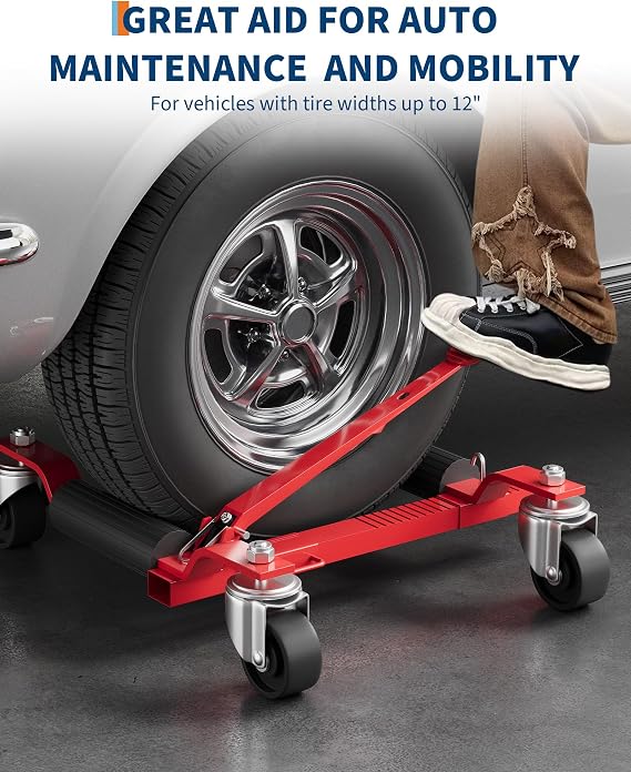 Wheel Dolly, Car Wheel Dolly Jack Set of 2, 1500 LBS Wheel Dolly Car Skates, Heavy Duty Vehicle Positioning Jack with Foot Pedal for Tire Auto Repair Moving
