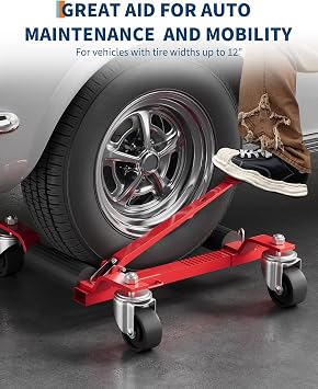 Wheel Dolly, Car Wheel Dolly Jack Set of 2, 1500 LBS Wheel Dolly Car Skates, Heavy Duty Vehicle Positioning Jack with Foot Pedal for Tire Auto Repair Moving