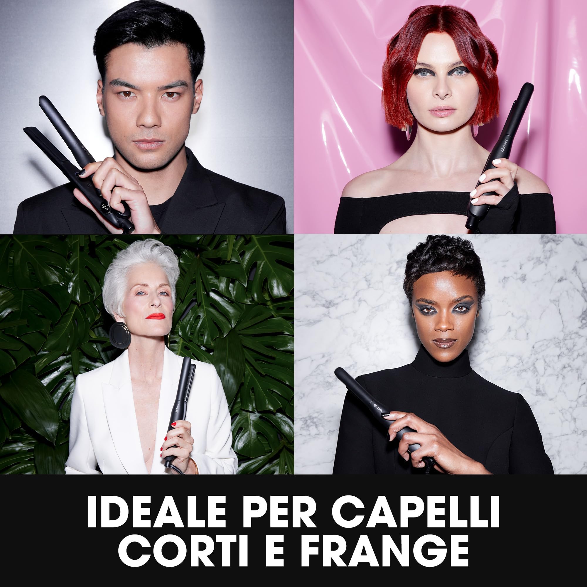 ghd Mini Styler, Piastra per Capelli con Lamelle Sottili per Styling Preciso su Acconciature Corte e Frange, Rivestimento ad Alta Lucentezza, Nero