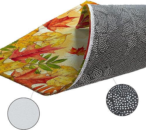 Miniatura 6 de Juego de 2 tapetes y alfombras de cocina de otoño con diseño de calabazas amarillas, blancas, doradas, rústicas, lavables, absorbentes, antifatiga,