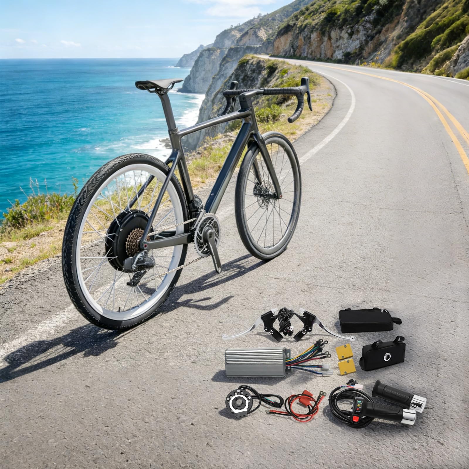 Kit Conversion Vélo Électrique 48V 1000W, Roue Arrière 26'', pour VTT Ville