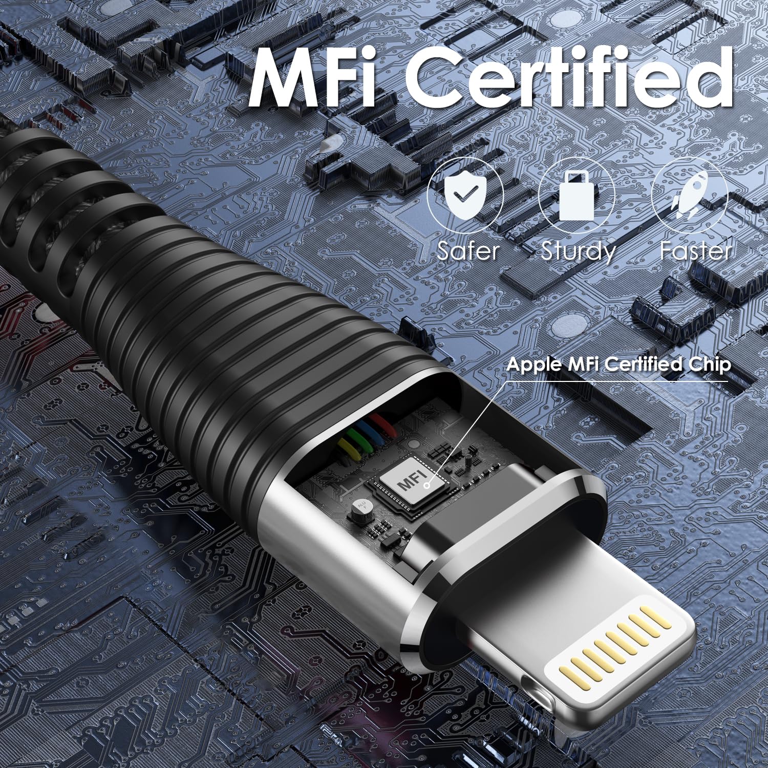 ohbox Cable largo de cargador, paquete de 2 de 10 pies