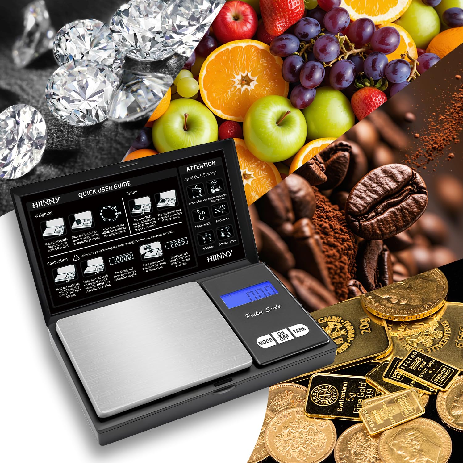 Báscula digital de bolsillo de 7.05 oz/0.00 oz, báscula pequeña de alta precisión para joyería, mini, hierba, moneda, oro, comida de viaje portátil, gramo y onzas, con peso de calibración de 7