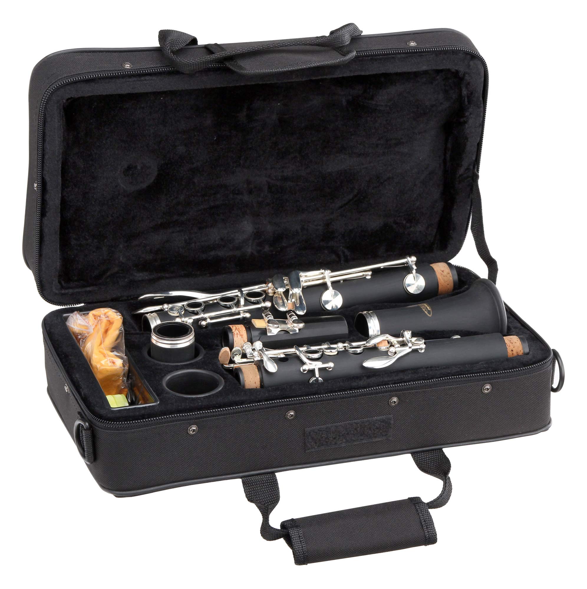 Classic Cantabile CLK-10 B-Klarinette (Böhm Griffweise, 17 Klappen, 5 Ringe, ABS Kunststoff, Mechanik versilbert, ideales Schülerinstrument, inkl. Koffer und Zubehör) schwarz