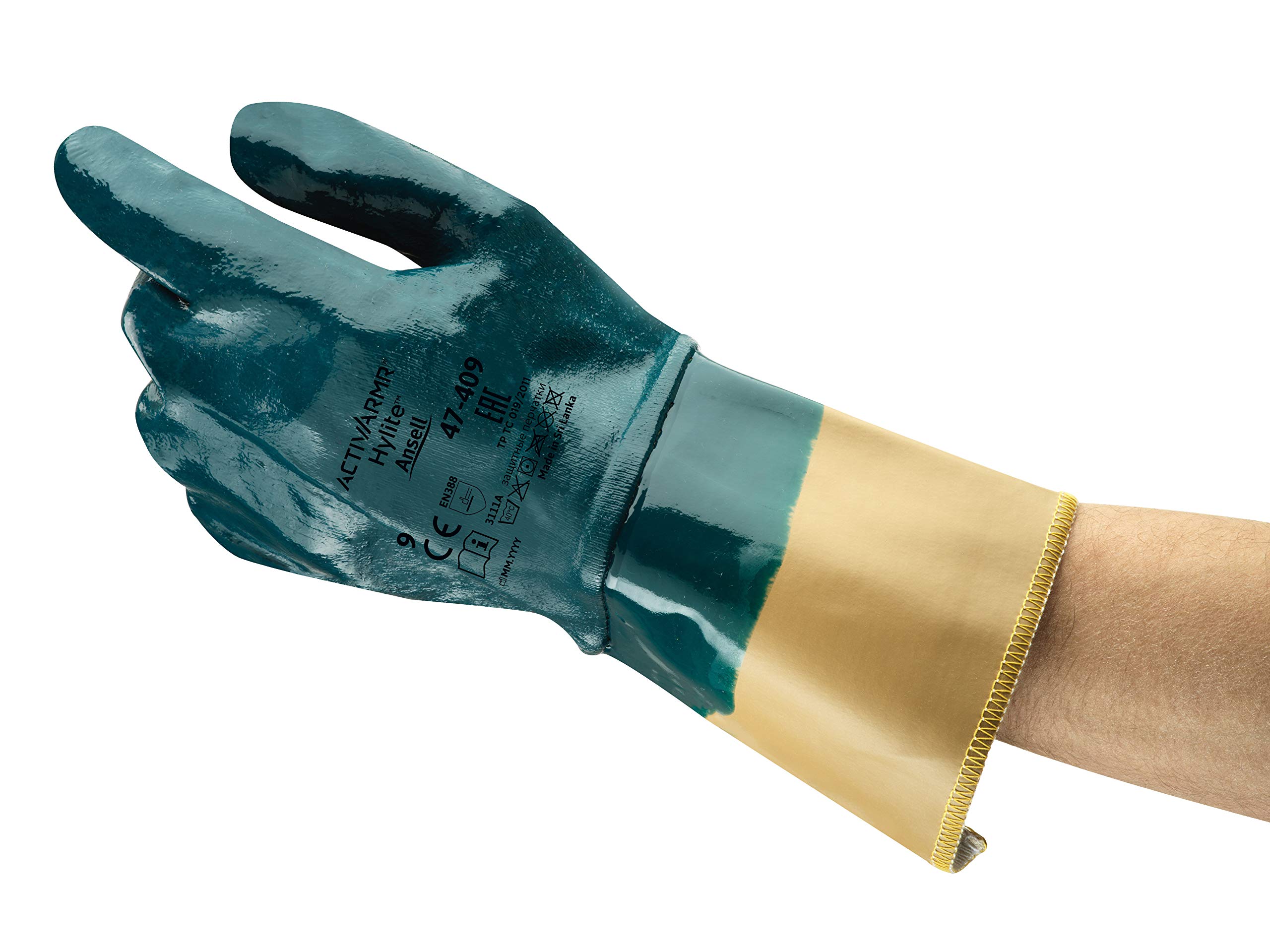 Ansell ActivArmr 47-409 Guantes de Trabajo Multiusos, Protección Mecánica, Azul, Talla S (12 Pares)