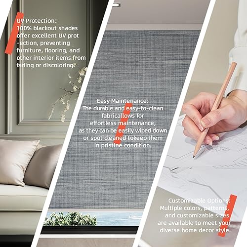 Miniatura 5 de Persianas enrollables con cordones de parada libre, persianas extraíbles de tamaño personalizado para ventanas con cenefa, persianas opacas de
