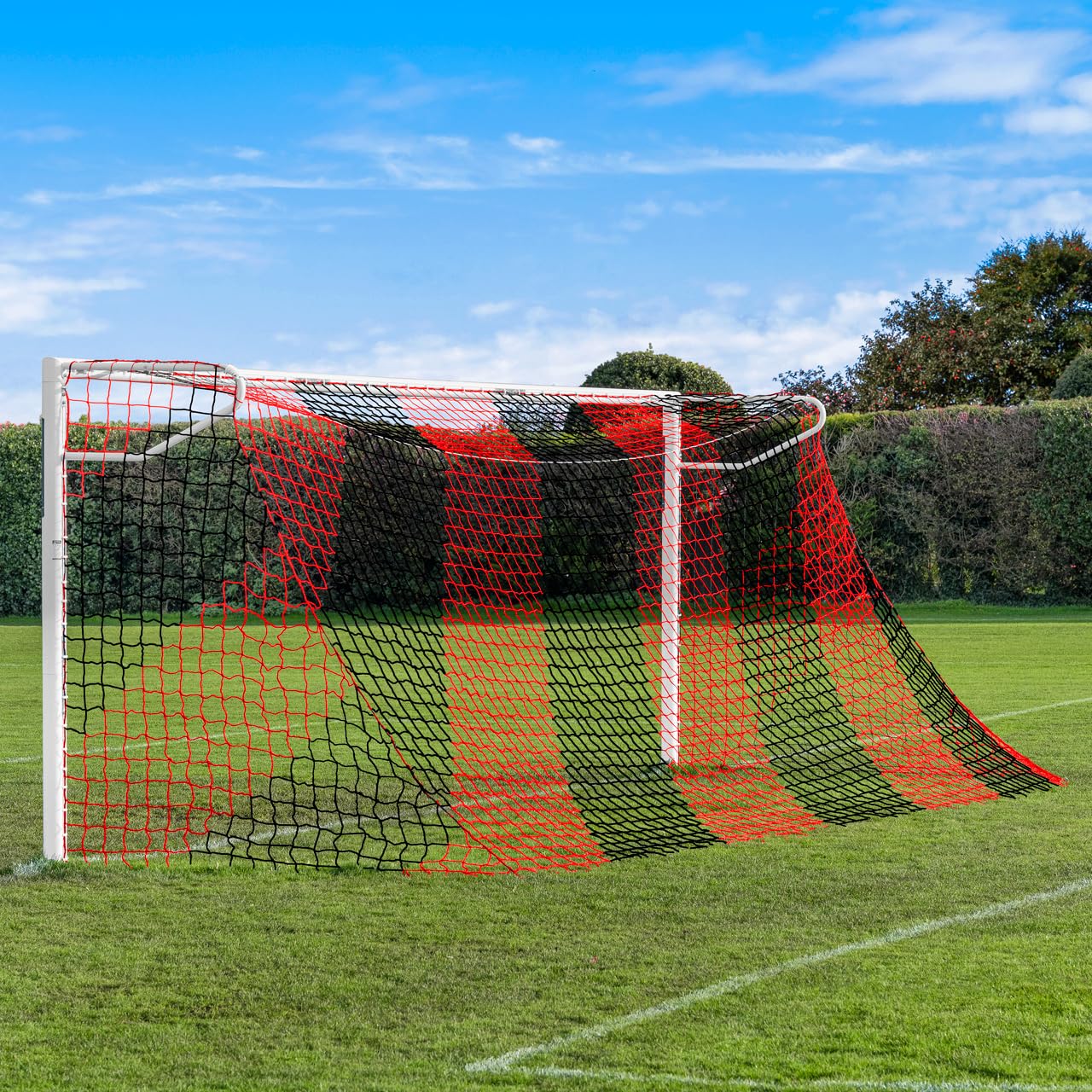 Filet de But Rayé/Deux Couleurs pour Buts de Football de 7,3m x 2,4m (Variété de Couleurs) | Filet de Cage de Football | Filet de But de Foot Ultra Résistant