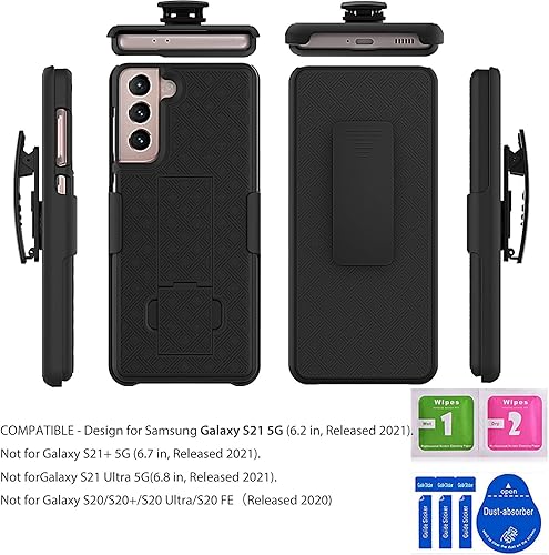 Miniatura 3 de Ailiber Funda protectora de cuerpo completo para Samsung Galaxy S21 5G, protector de pantalla para Galaxy S21, soporte giratorio con clip para