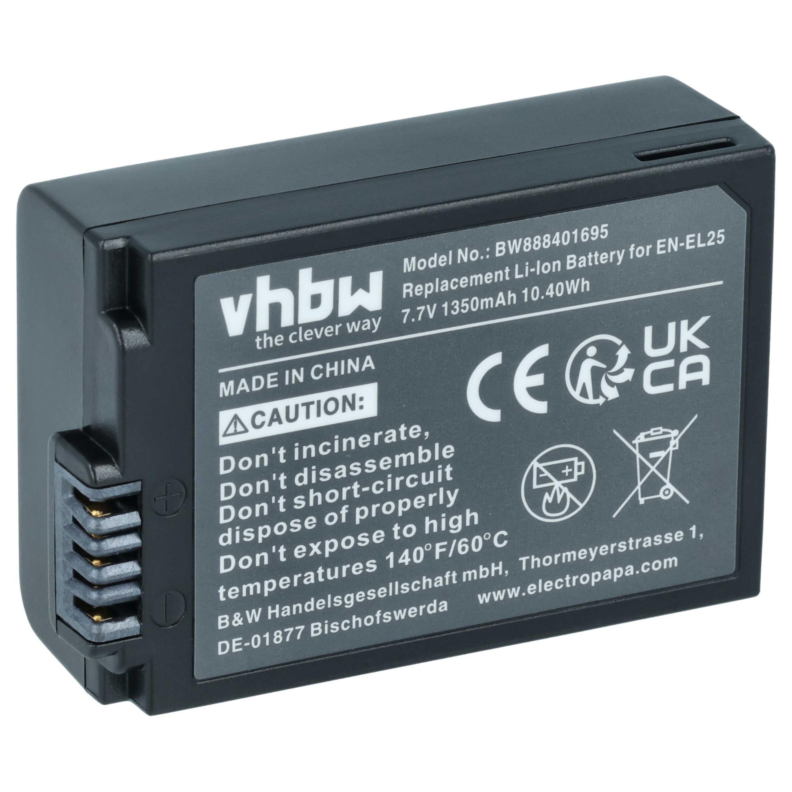 vhbw batteria compatibile con Nikon Z30, Z50, Z50 II, Z Fc fotocamera (1350mAh, 7,6V, Li-Ion)