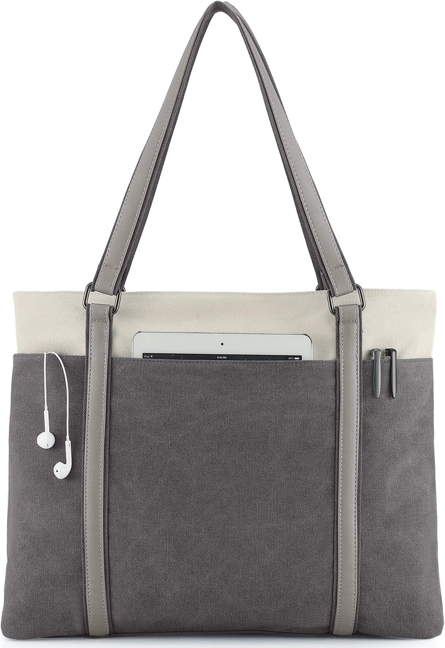 Women Laptop Tote Bag Canvas Tote Bag Women Handbags Big Capacity Fit 15.6 Inch Laptop Daily Shoulder Bag