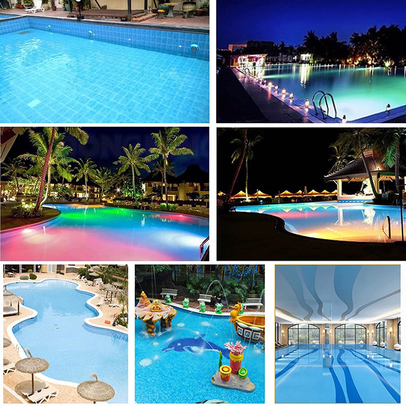 Foco led Piscina Cambio de Color RGB Luces subacuáticas para Piscinas 12V/24V Montado en la Superficie de la Pared IP68 a Prueba de Agua Acero Inoxidable con Mando a Distancia