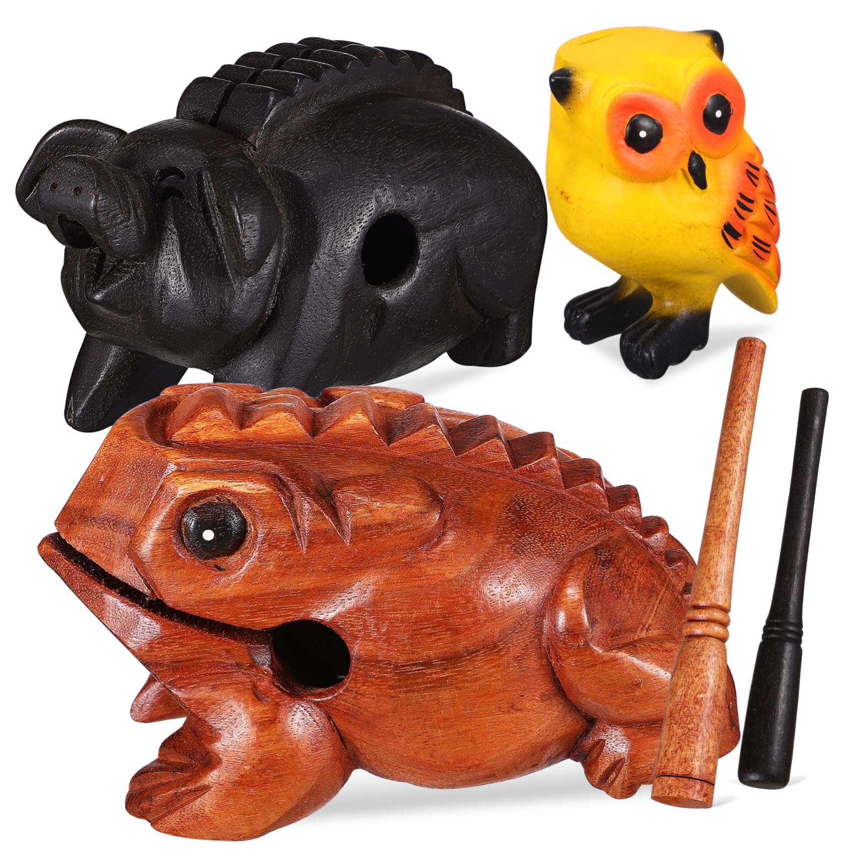 Mikinona 3pcs Animales De Sonido De Madera Decoración De Oficina Hogar Juguete Educativo Instrumento Musical