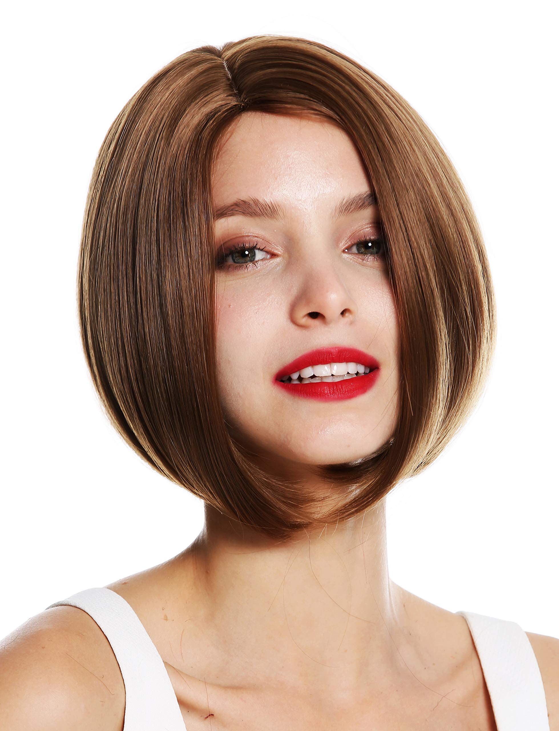 WIG ME UP - VK-54-12 quality women's wig short long bob parting sleek brown, Golden brown (12), Length: approx. 25 cm