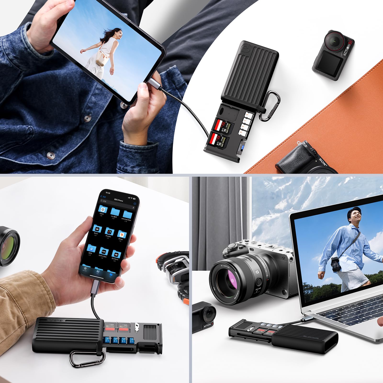 ULANZI MCR-01 - Custodia per lettore di schede SD ad alta velocità, lettore di schede USB 3.2 CFexpress A, 2 in 1, supporto per lettore di schede SD/Micro SD, custodia impermeabile, custodia per