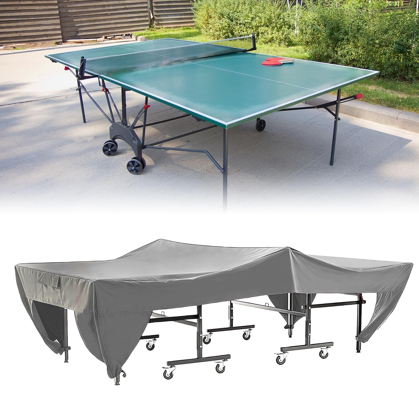 GAESHOW Housse de Table de Ping-Pong Pliable, 280 x 153 x 73cm, Polyester, avec Dispositifs de Verrouillage