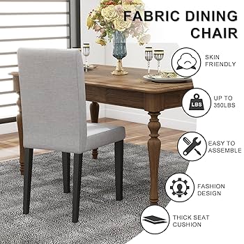 Amazon.com - Fangflower Fabric Chair Set of 2 with Solid