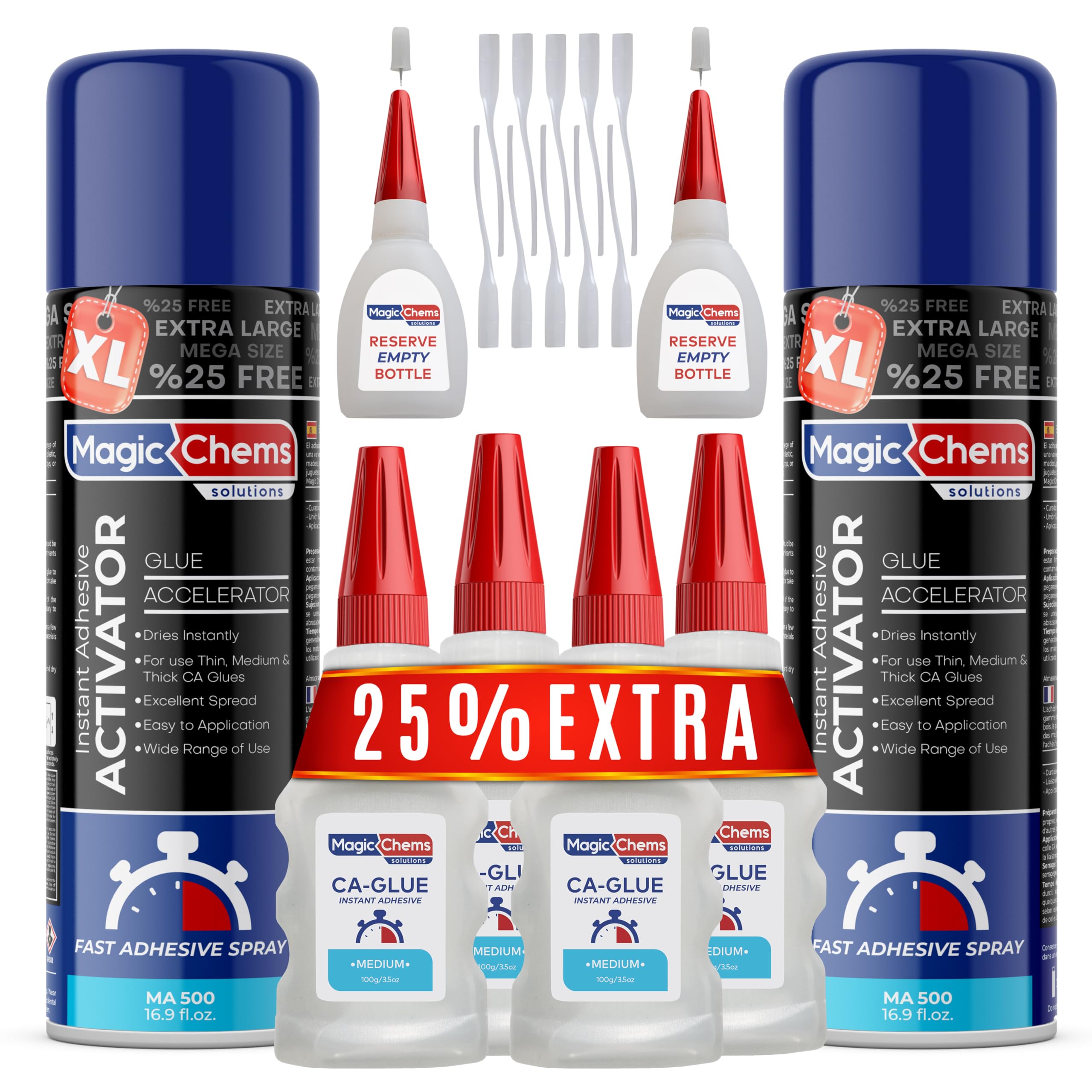 CA Glue with Activator (4 x 3.5 oz + 2 x 16.9 fl oz), Cyanoacrylate Glue and Activator, Super Glue withActivator, CAGlue and Accelerator (2 Pack)