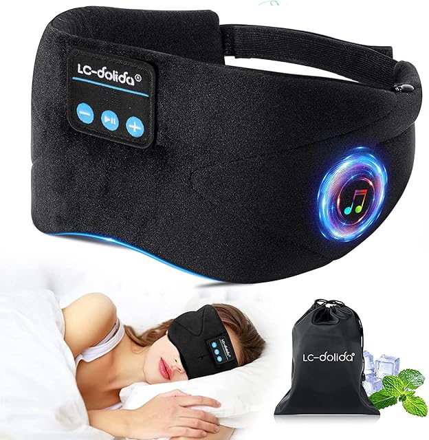 Bluetooth Eye Mask with Headphones, LC-dolida Sleep Mask Sleep Headphones Tech Gadgets Gift for Men Women,Bluetooth Sleeping Mask with Waterproof Storage Bag for Relaxation Travel Nap Yoga Meditation