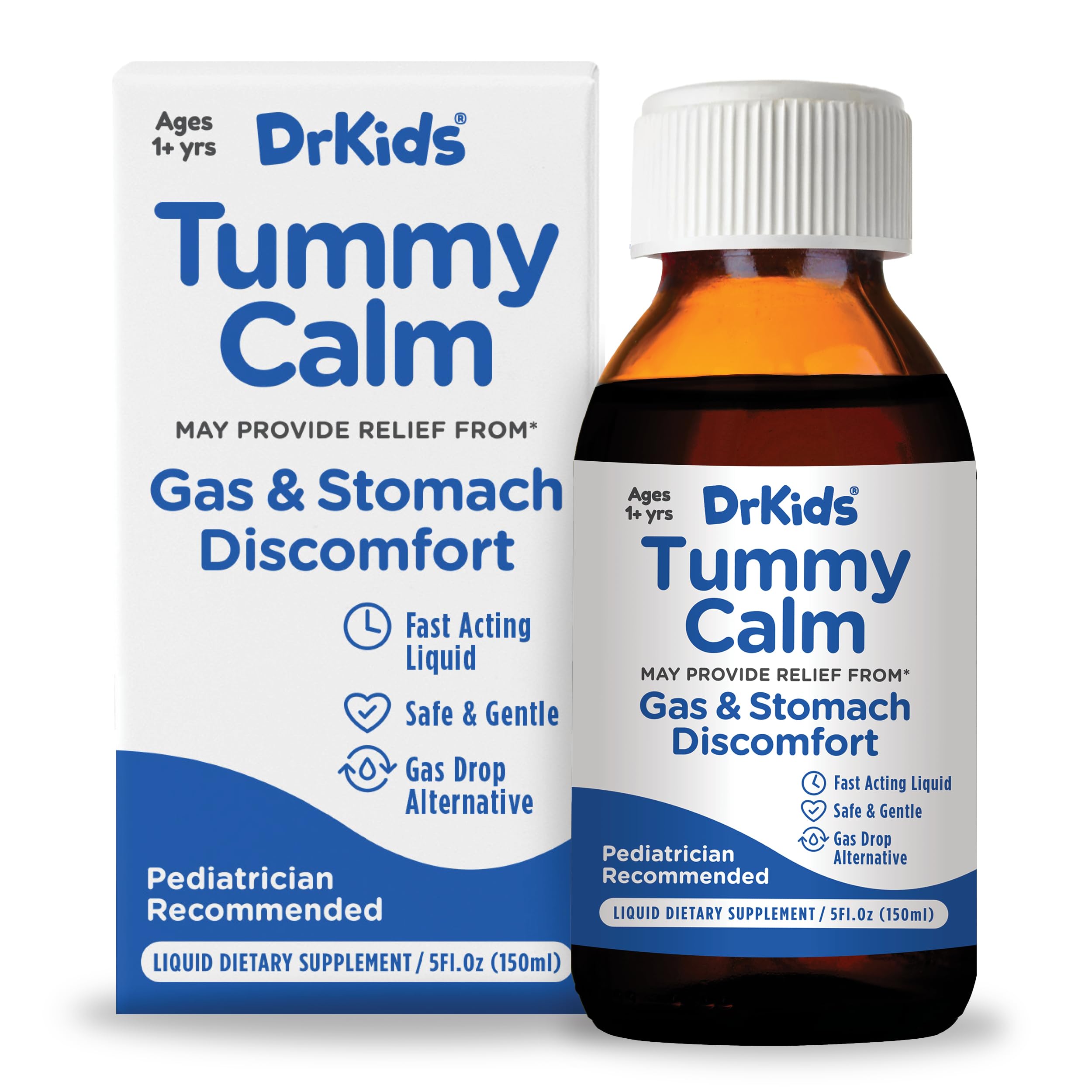 Tummy Calm Dr. Kids Natural Gas Drops for Babies and Kids Ages 1+, Simethicone-Free, Infant Gas Relief & Upset Stomach Support, Safe & Gentle Oral Solution, Baby Essentials, 5 fl oz