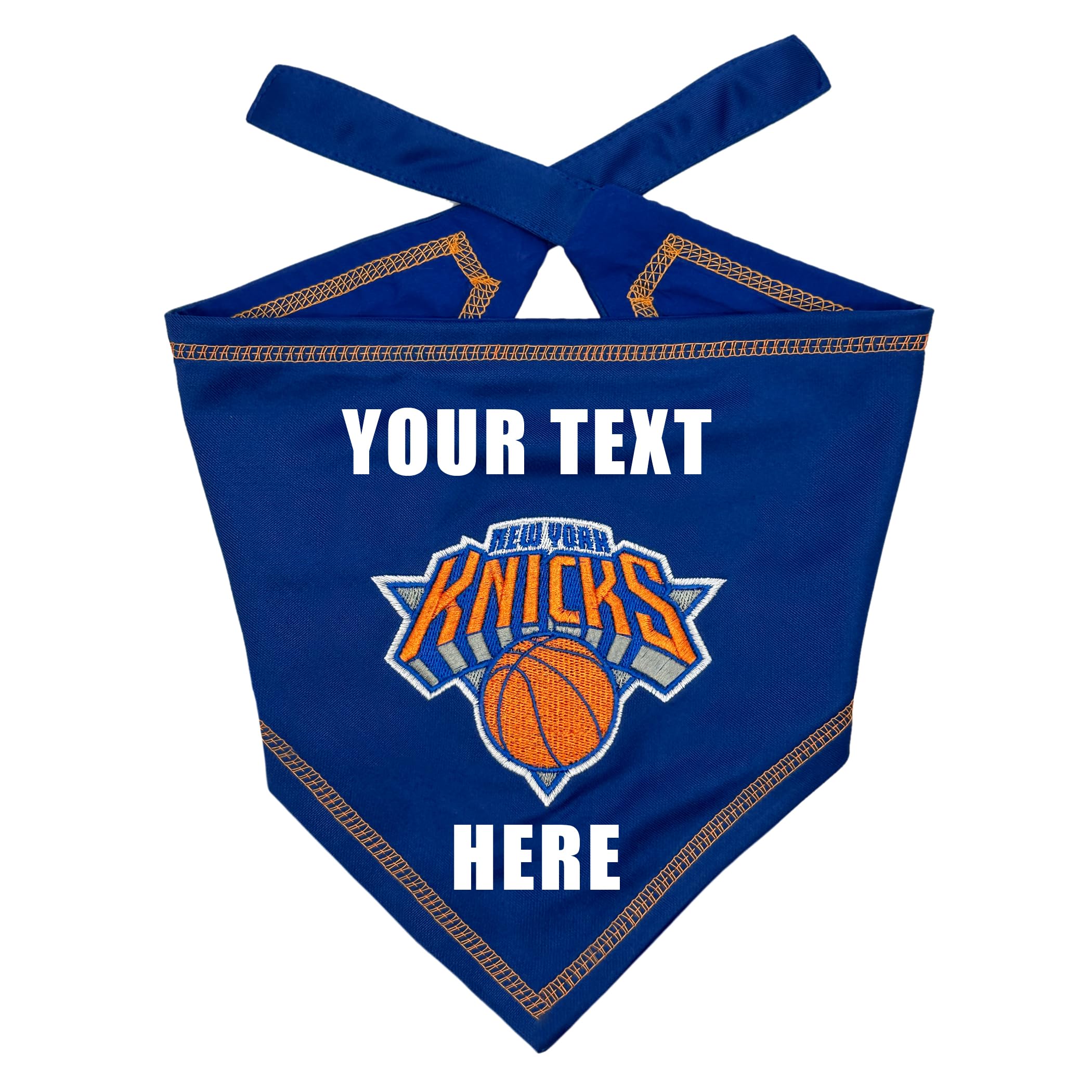 Pets First NBA New York Knicks Personalized Tie Around Bandana for Dogs & Cats, Size Small/Medium. Custom Dog Bandana Scarf Bib for Pet Cat Dog. The