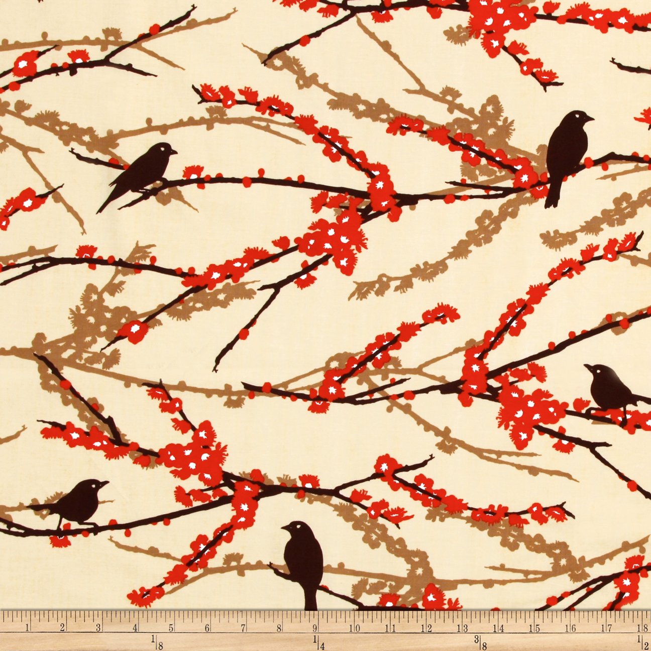 FreeSpirit Fabrics Aviary 2 Sparrows Bark Cream Fabric by The Yard