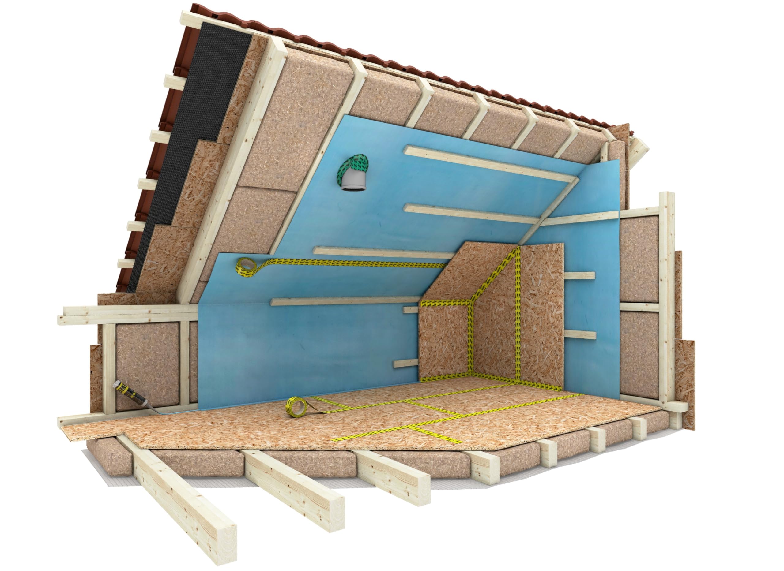 BMD Dampfsperrfolie 2m x 25m (50m²) Dampfbremsfolie Dampfbremse Dampfsperre CE Siegel Estrichfolie im Einsatz gegen Feuchtigkeit