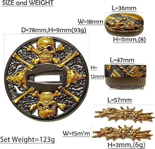 Miniatura 6 de OKSs Katana Tsuba Set - Protector de espada samurái de aleación hecho por galvanoplastia y molienda, y tiene buena resistencia al óxido y al desgaste