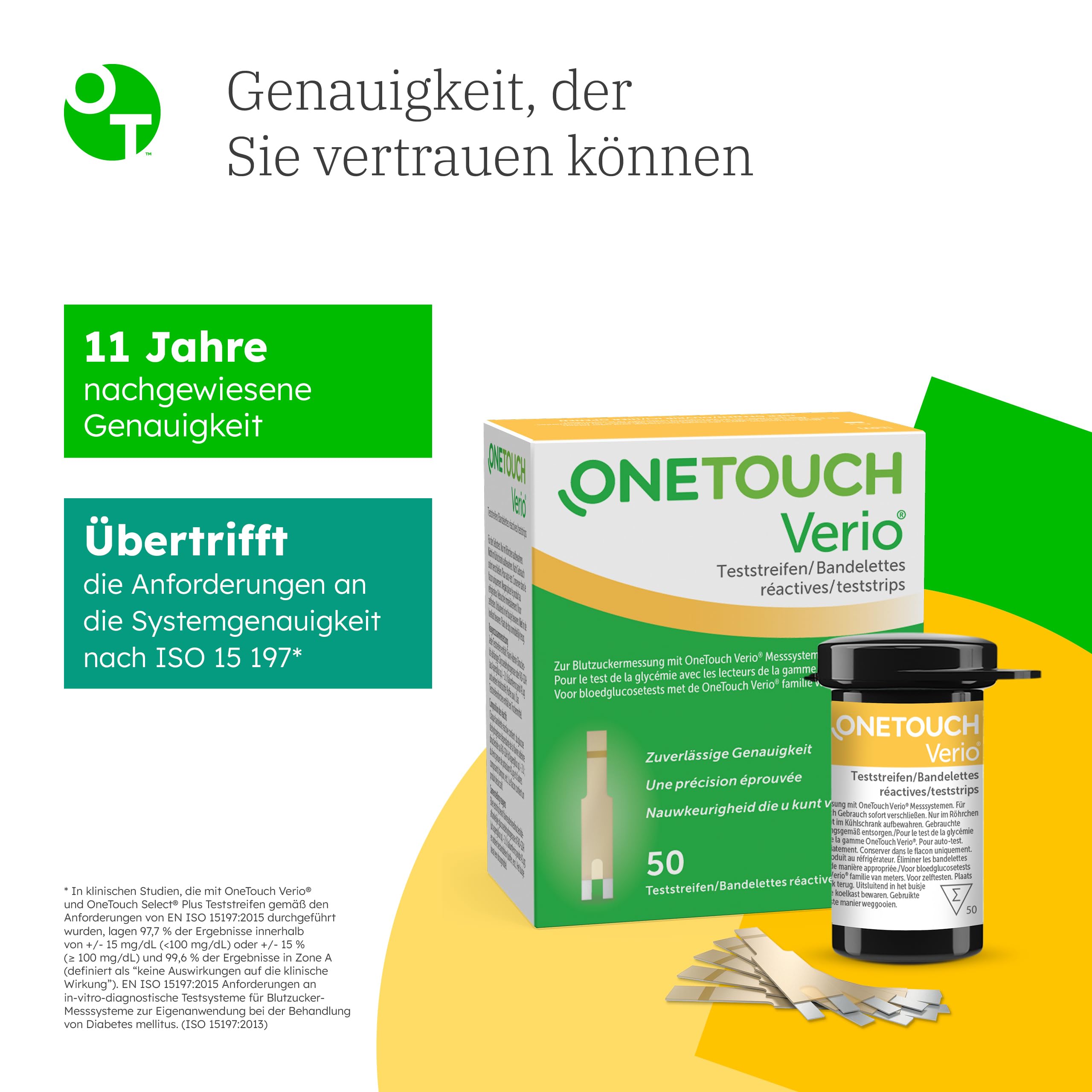 OneTouch Verio® Blutzuckerteststreifen 50 Stück zur Blutzucker-Messung bei Diabetes (Zucker-Krankheit)