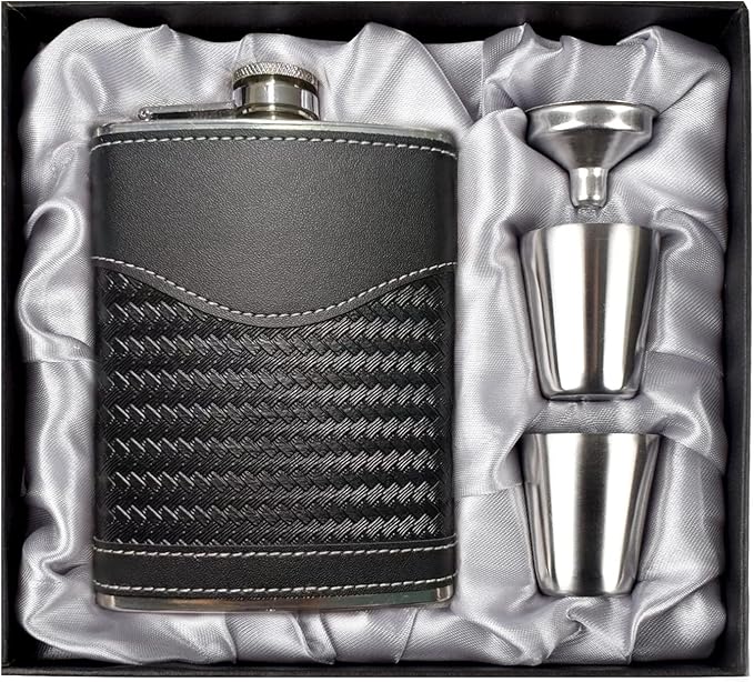 Hip Flasks for Men Leather Hip Flask Gift Set,LHD HOME Hip