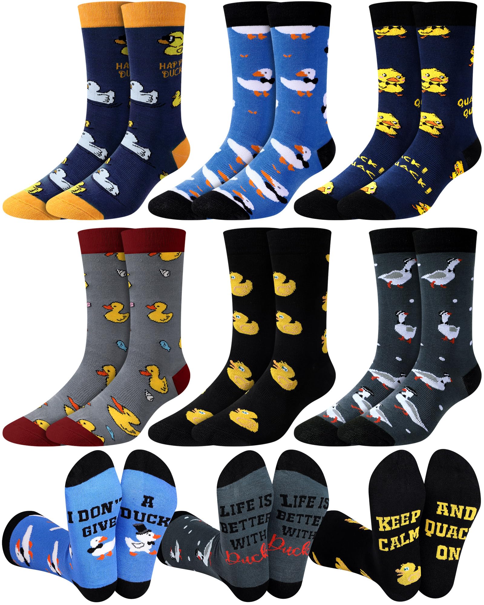 Silicherry 6 Pairs Duck Crew Socks for Men Dress ...