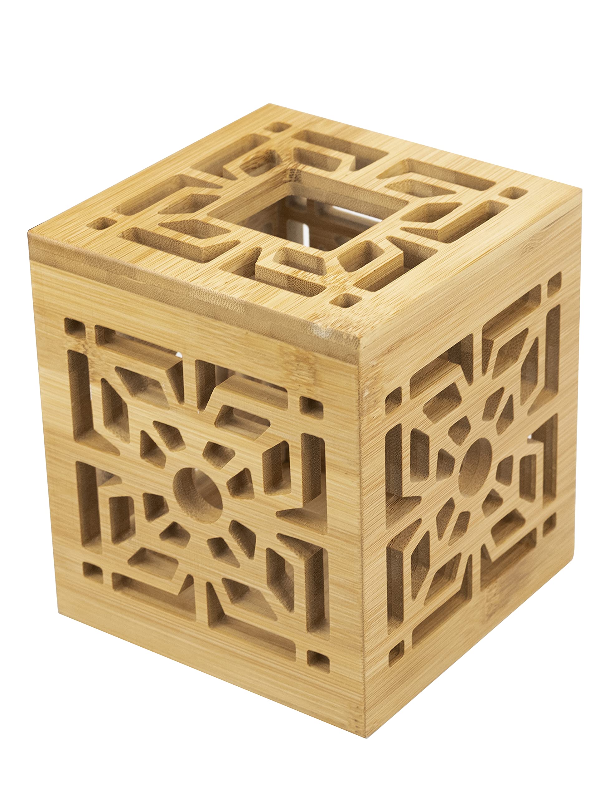 RETON Lot De 2 Boîtes à Mouchoirs Carrées Avec Couvercle Bambou - Noir & Blanc - Déco Salon/bureau