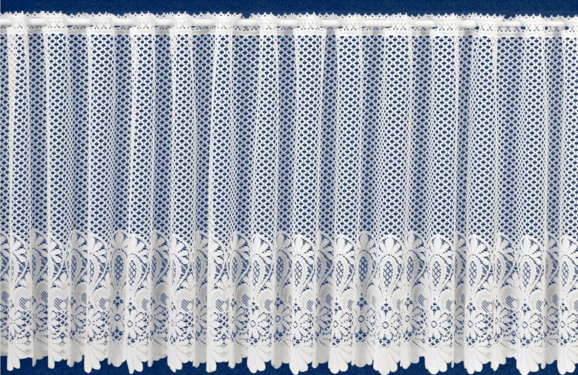 kellyuk Floral Budget Modern White Quality Kitchen Cafe Net Curtain Large Floral Design - 2.5 Metres Wide x 24 inch (60cm) Drop