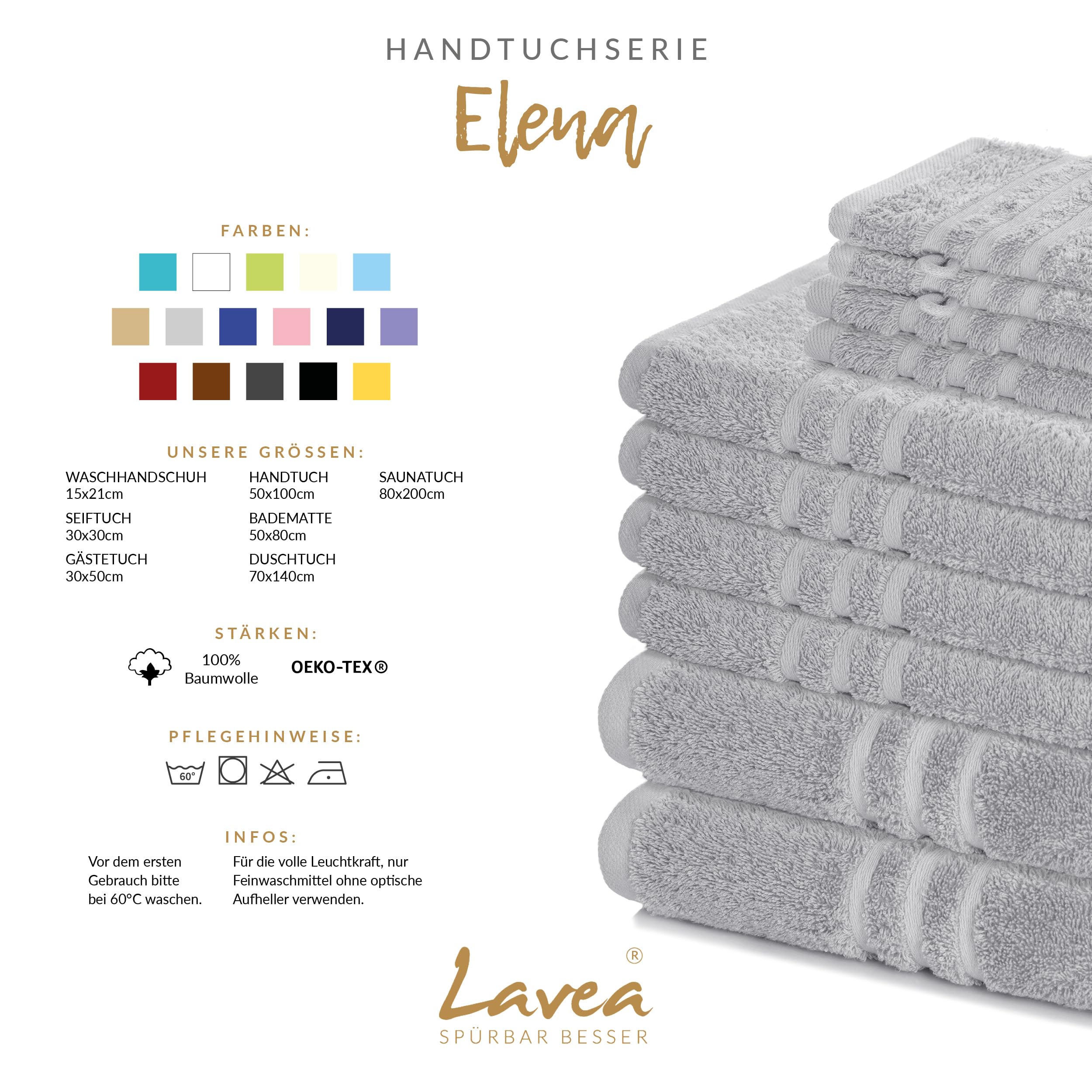 Lavea Set of 10 Flannels 30 x 30 cm, 100% Cotton Terry Cloth 500 g/m², Guest Towels and Small Wash Cloths, Easy Care 60 °C - Image 3
