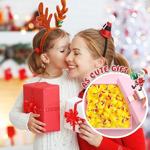 Miniatura 7 de Fumete 200 piezas de mini patos de resina de Navidad, pequeñas figuras de pato en miniatura, sombrero de Navidad, pato, micro paisaje, jardín,