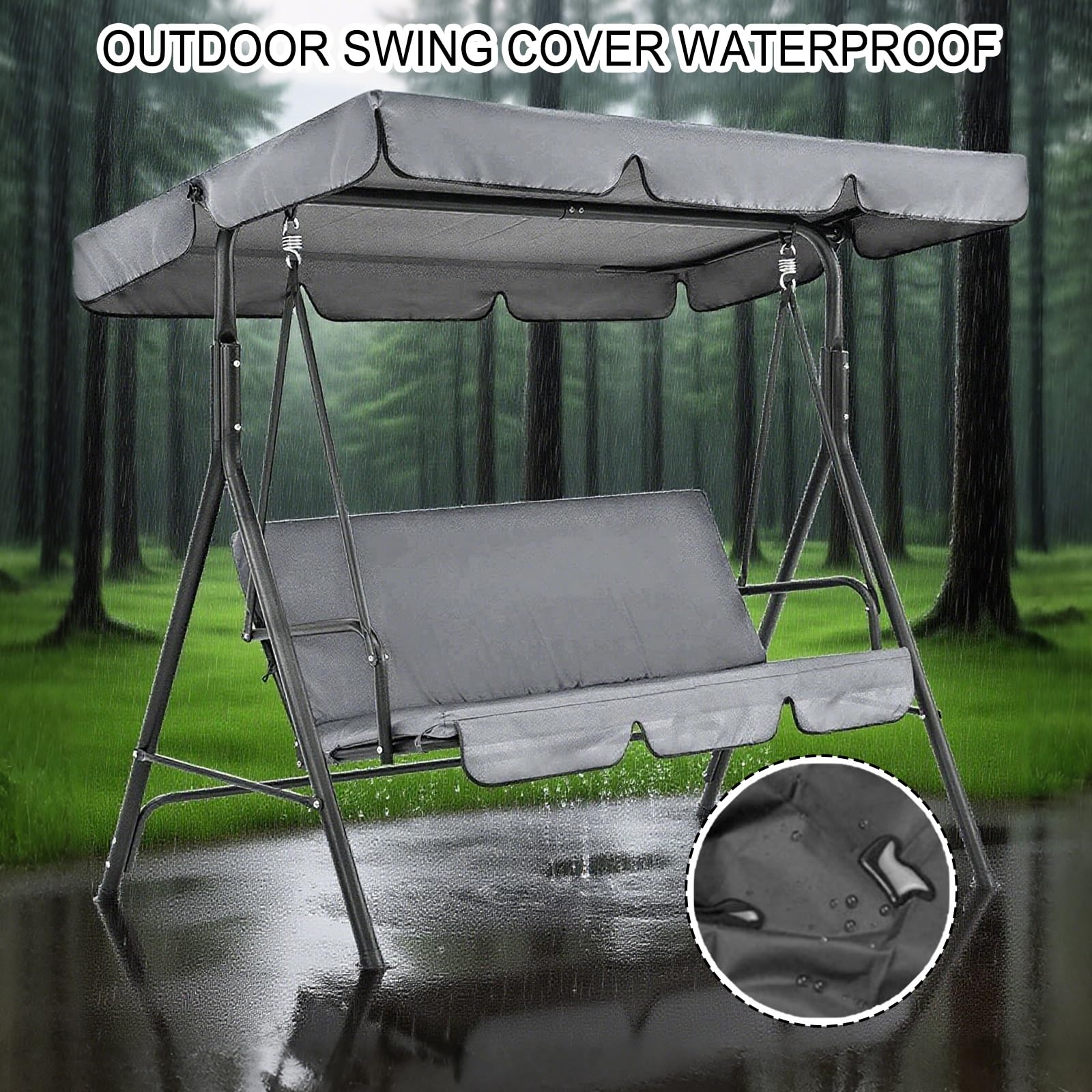 Funda de Cojín de Columpio, Funda de Asiento de Hamaca para Silla de Columpio Impermeable(Black)