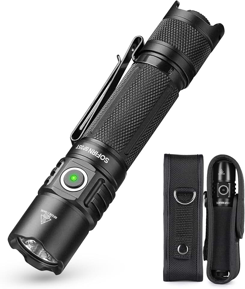 CSTEBOKE Sofirn SP35T Linterna Táctica Con Funda Para Linterna, 3800 LM Con Interruptor Dual, 8 Modos De Luz, Antorchas LED Superbrillantes Con IPX8, USB-C, Linterna Recargable Para Caza, Emergencia