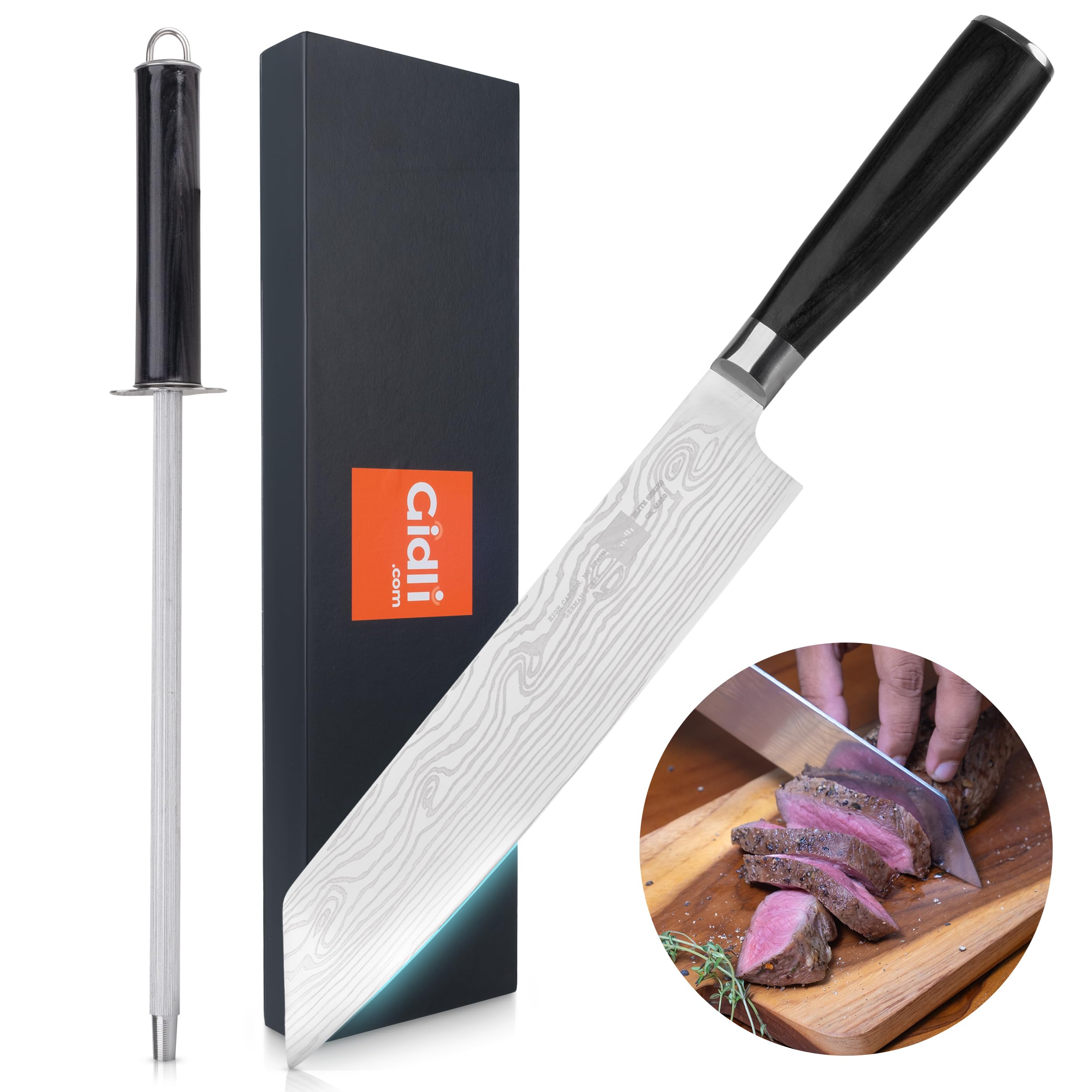 Gidli 8 Inch Chef Knife Set with Diamond Sharpener - Sharp Kitchen Knife — Amazon image 6