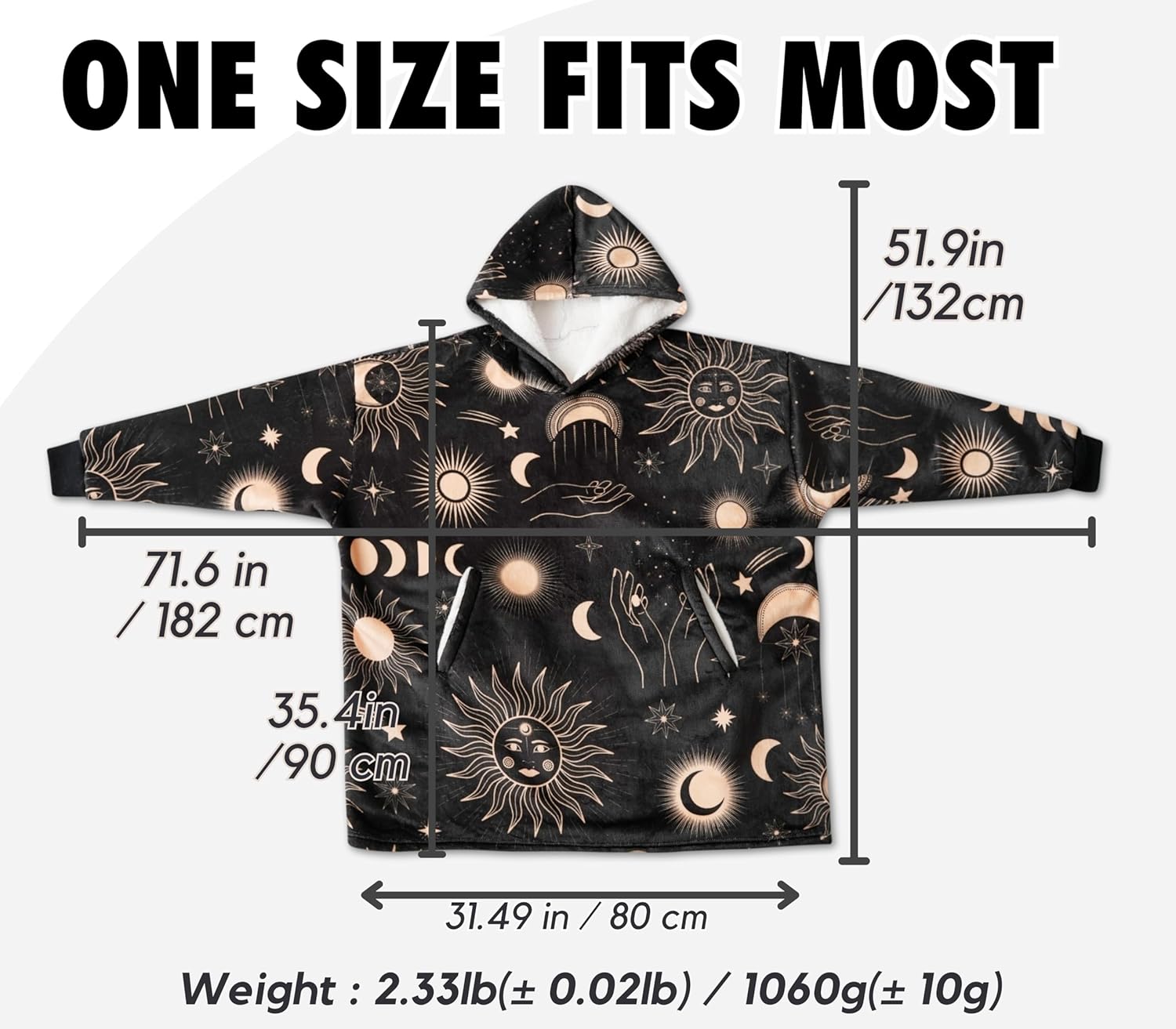 Witchy Gifts for Women, Wearable Flannel Spiritual Blanket Hoodie, Super Soft Warm Cozy with Giant Pocket - Image 4